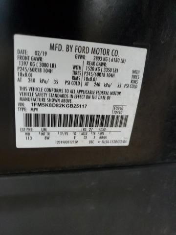 1FM5K8D82KGB25117 - 2019 FORD EXPLORER XLT 黑色 照片 13