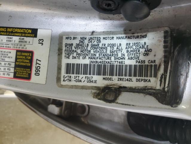 1NXBU4EEXAZ177461 - 2010 TOYOTA COROLLA BASE 银色 照片 12