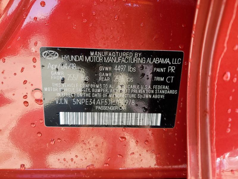 5NPE34AF5JH700978 - 2018 HYUNDAI SONATA SPORT Qırmızı foto 12
