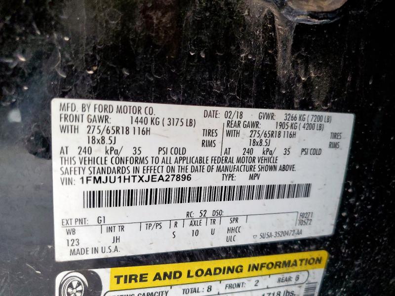 1FMJU1HTXJEA27896 - 2018 FORD EXPEDITION XLT BLACK photo 13