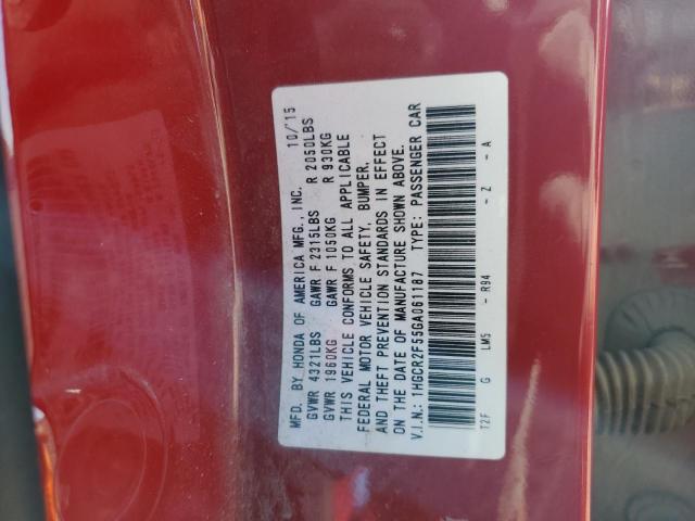 1HGCR2F55GA061187 - 2016 HONDA ACCORD SPORT RED photo 13