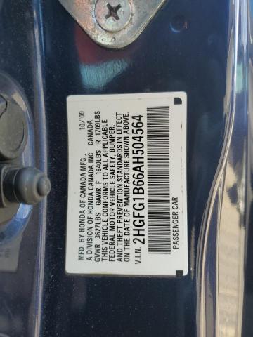 2HGFG1B66AH504564 - 2010 HONDA CIVIC LX 蓝色 照片 12