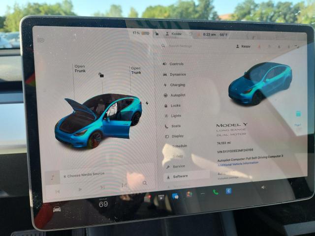 5YJYGDEE3MF243156 - 2021 TESLA MODEL Y 白色 照片 9