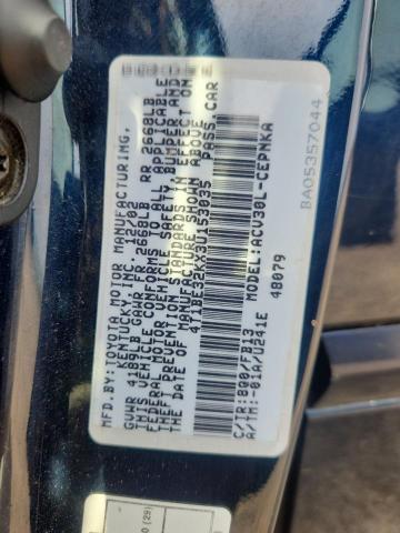 4T1BE32KX3U153035 - 2003 TOYOTA CAMRY LE 蓝色 照片 12