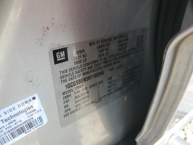 1GCGSBEN5H1185046 - 2017 CHEVROLET COLORADO SILVER photo 12