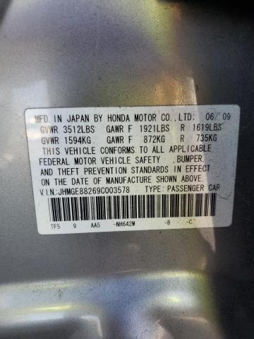 JHMGE88269C003578 - 2009 HONDA FIT GRAY photo 12