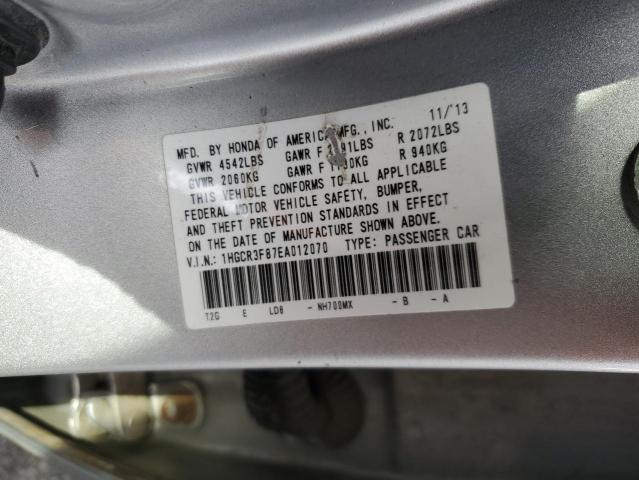 1HGCR3F87EA012070 - 2014 HONDA ACCORD EXL SILVER photo 12