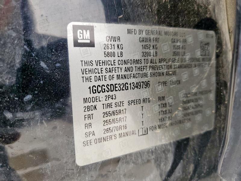 1GCGSDE32G1349796 - 2016 CHEVROLET COLORADO Z71 BLACK photo 13