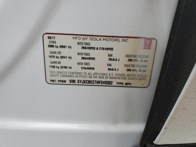 5YJXCBE27HF049382 - 2017 TESL MODEL X WHITE photo 13
