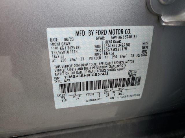 1FMSK8BH8PGB57423 - 2023 FORD EXPLORER SILVER photo 12