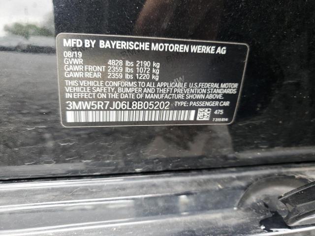 3MW5R7J06L8B05202 - 2020 BMW 330XI BLACK photo 12