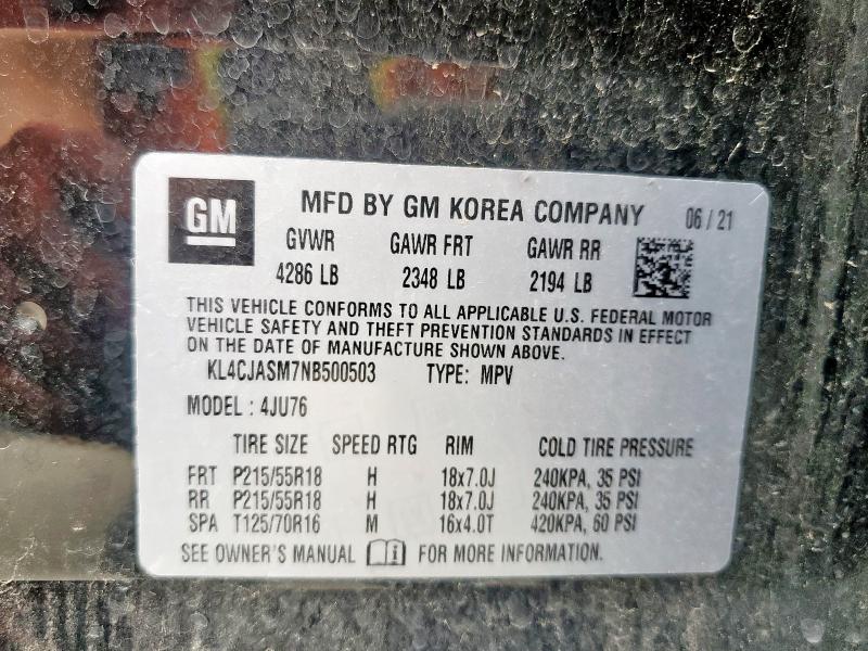 KL4CJASM7NB500503 - 2022 BUICK ENCORE PREFERRED BLACK photo 13