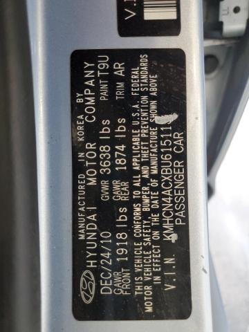 KMHCN4ACXBU615113 - 2011 HYUNDAI ACCENT GLS BLUE photo 12