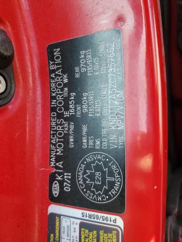 KNDJT2A52C7357662 - 2012 KIA SOUL RED photo 13