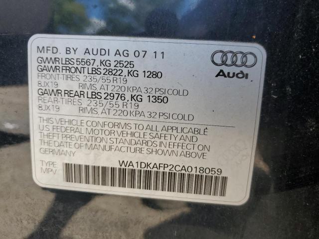 WA1DKAFP2CA018059 - 2012 AUDI Q5 PREMIUM PLUS გრაფიტი ფოტო 13