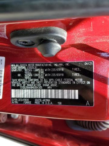 5TDGZRAHXMS064305 - 2021 TOYOTA HIGHLANDER XLE 红色 照片 13