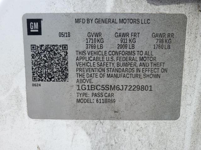 1G1BC5SM6J7229801 - 2018 CHEVROLET CRUZE LS 白色 照片 12