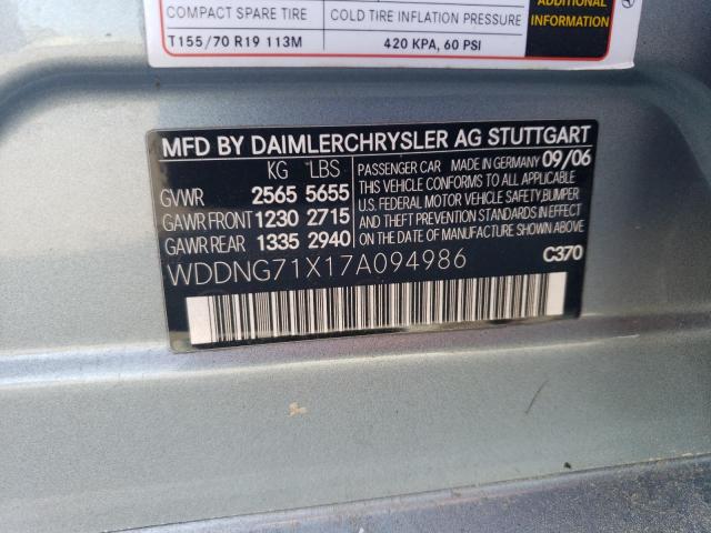 WDDNG71X17A094986 - 2007 MERCEDES-BENZ S 550 GRAY photo 12