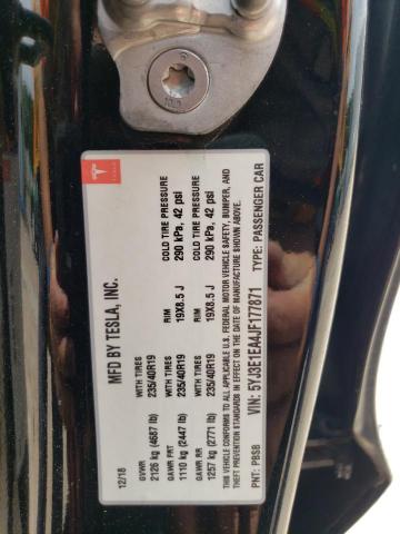 5YJ3E1EA4JF177871 - 2018 TESLA MODEL 3 黑色 照片 12