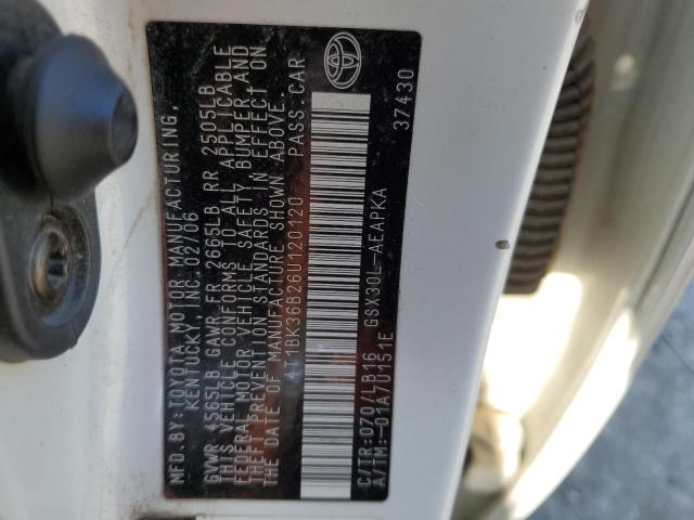 4T1BK36B26U120120 - 2006 TOYOTA AVALON XL WHITE photo 12