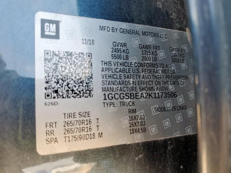 1GCGSBEA2K1173506 - 2019 CHEVROLET COLORADO Синий фото 12