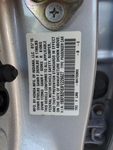19XFB2F83FE226627 - 2015 HONDA CIVIC EX SILVER photo 12