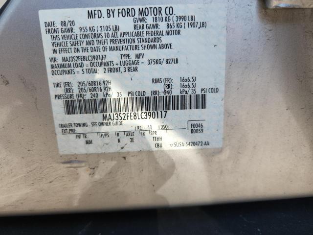 MAJ3S2FE8LC390117 - 2020 FORD ECOSPORT S 银色 照片 12