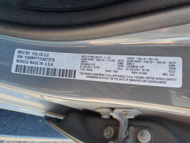 1C6SRFFT7LN377216 - 2020 RAM 1500 BIG HORN/LONE STAR GRAY photo 12