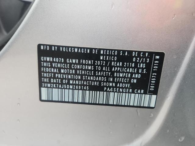 3VW2K7AJ5DM269145 - 2013 VOLKSWAGEN JETTA BASE SILVER photo 12