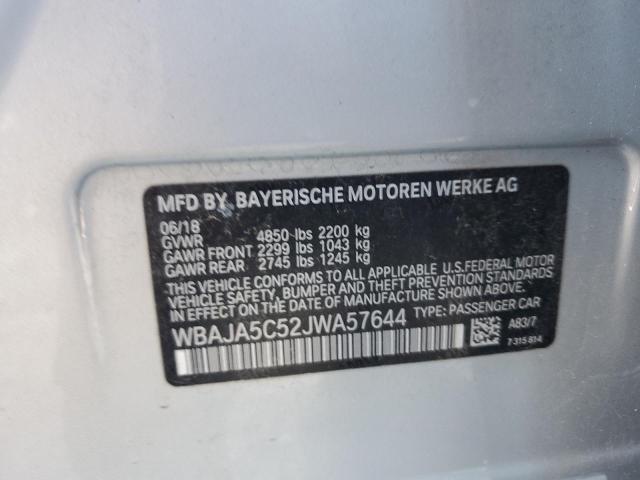 WBAJA5C52JWA57644 - 2018 BMW 530 I SILVER photo 12