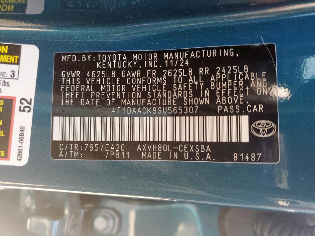 4T1DAACK9SU565307 - 2025 TOYOTA CAMRY XSE TEAL photo 13