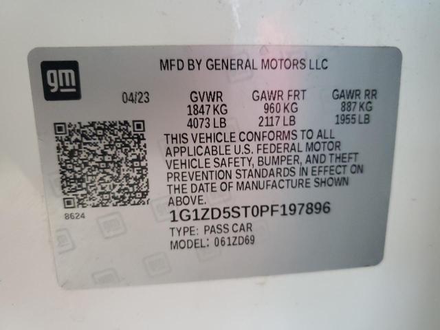 1G1ZD5ST0PF197896 - 2023 CHEVROLET MALIBU LT WHITE photo 12