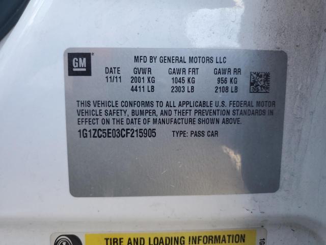 1G1ZC5E03CF215905 - 2012 CHEVROLET MALIBU 1LT WHITE photo 13