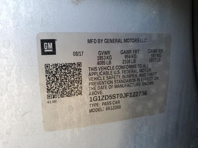 1G1ZD5ST0JF122736 - 2018 CHEVROLET MALIBU LT SILVER photo 12