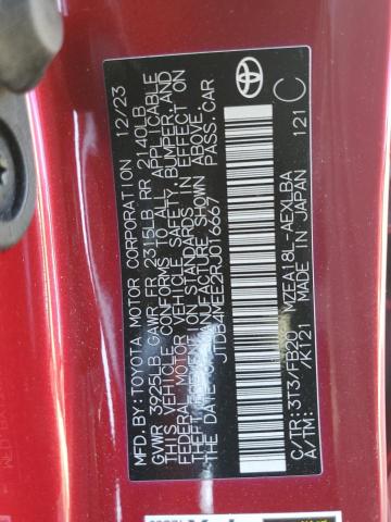 JTDB4MEE2RJ016667 - 2024 TOYOTA COROLLA LE Қызыл фото 13