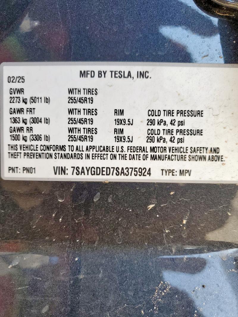 7SAYGDED7SA375924 - 2025 TESLA MODEL Y Grafit foto 13
