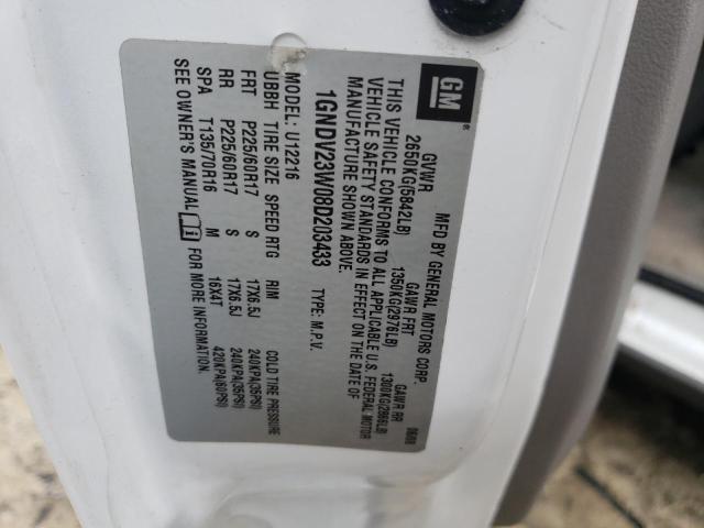 1GNDV23W08D203433 - 2008 CHEVROLET UPLANDER LS 白色 照片 13