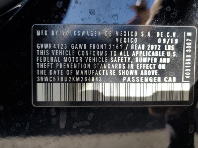 3VWC57BU2KM264843 - 2019 VOLKSWAGEN JETTA S 黑色 照片 12