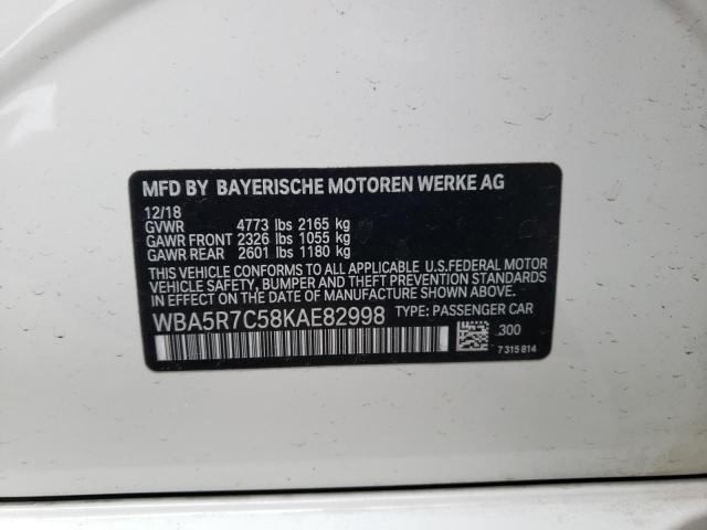 WBA5R7C58KAE82998 - 2019 BMW 330XI WHITE photo 12