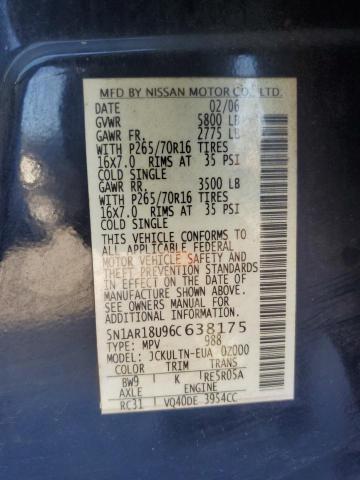 5N1AR18U96C638175 - 2006 NISSAN PATHFINDER LE 蓝色 照片 13