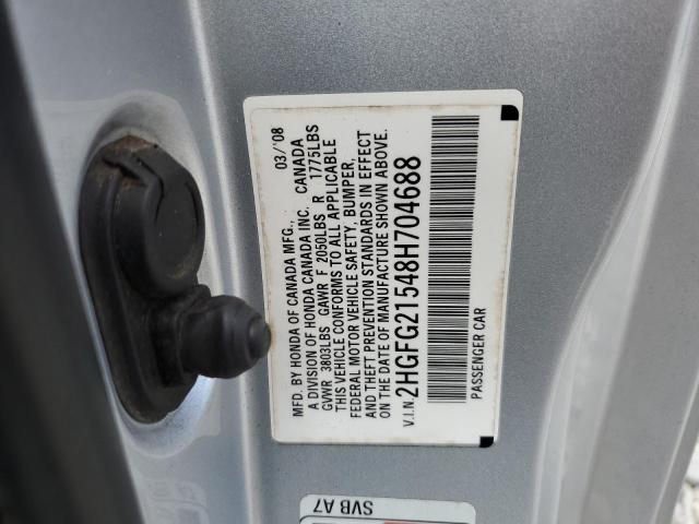 2HGFG21548H704688 - 2008 HONDA CIVIC SI SILVER photo 13