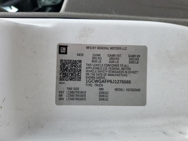 1GCWGAFP6J1276565 - 2018 CHEVROLET EXPRESS G2 WHITE photo 13