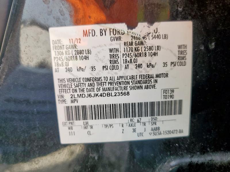 2LMDJ6JK4DBL23568 - 2013 LINCOLN MKX Qara foto 13