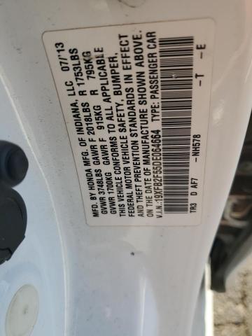 19XFB2F55DE064664 - 2013 HONDA CIVIC LX WHITE photo 12