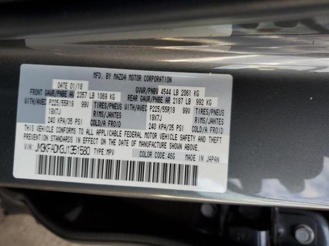 JM3KFADM3J1351580 - 2018 MAZDA CX-5 GRAND TOURING GRAY photo 12