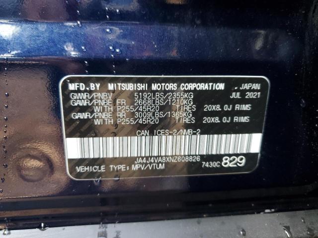 JA4J4VA8XNZ608826 - 2022 MITSUBISHI OUTLANDER SEL BLUE photo 13