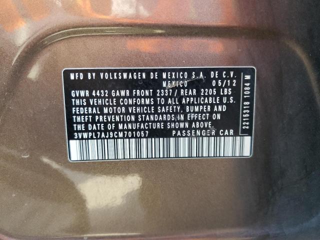 3VWPL7AJ9CM701057 - 2012 VOLKSWAGEN JETTA TDI 棕色 照片 12