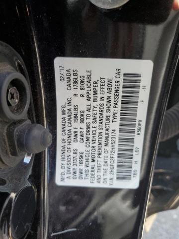 2HGFC2F72HH523174 - 2017 HONDA CIVIC EX PURPLE photo 12