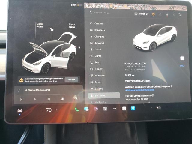 5YJYGDEE5MF140014 - 2021 TESLA MODEL Y WHITE photo 9
