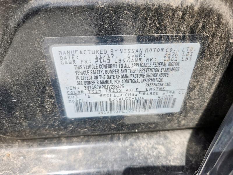 3N1AB7AP6JY233426 - 2018 NISSAN SENTRA S 黑色 照片 12